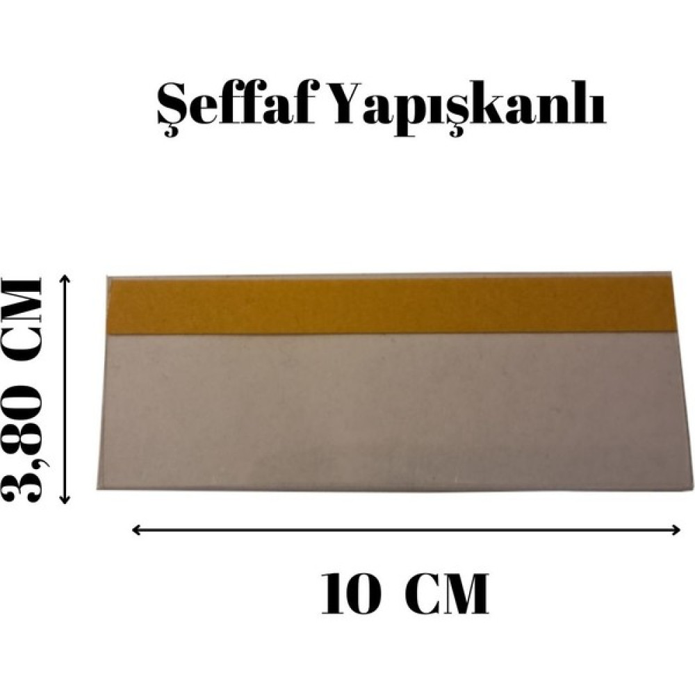 50 Adet Pvc Şeffaf Etiket, Raf Önü Plastik Etiketlik Şeffaf Çifttaraflı Bantlı 3,80X10 cm Etiket Makinesi Fiyatı