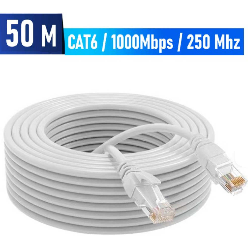 (50 Metre) Cat6 Internet Kablosu Ethernet Utp Patch High Speed Açık Gri - 50 Mt Network Aksesuarları Fiyatı
