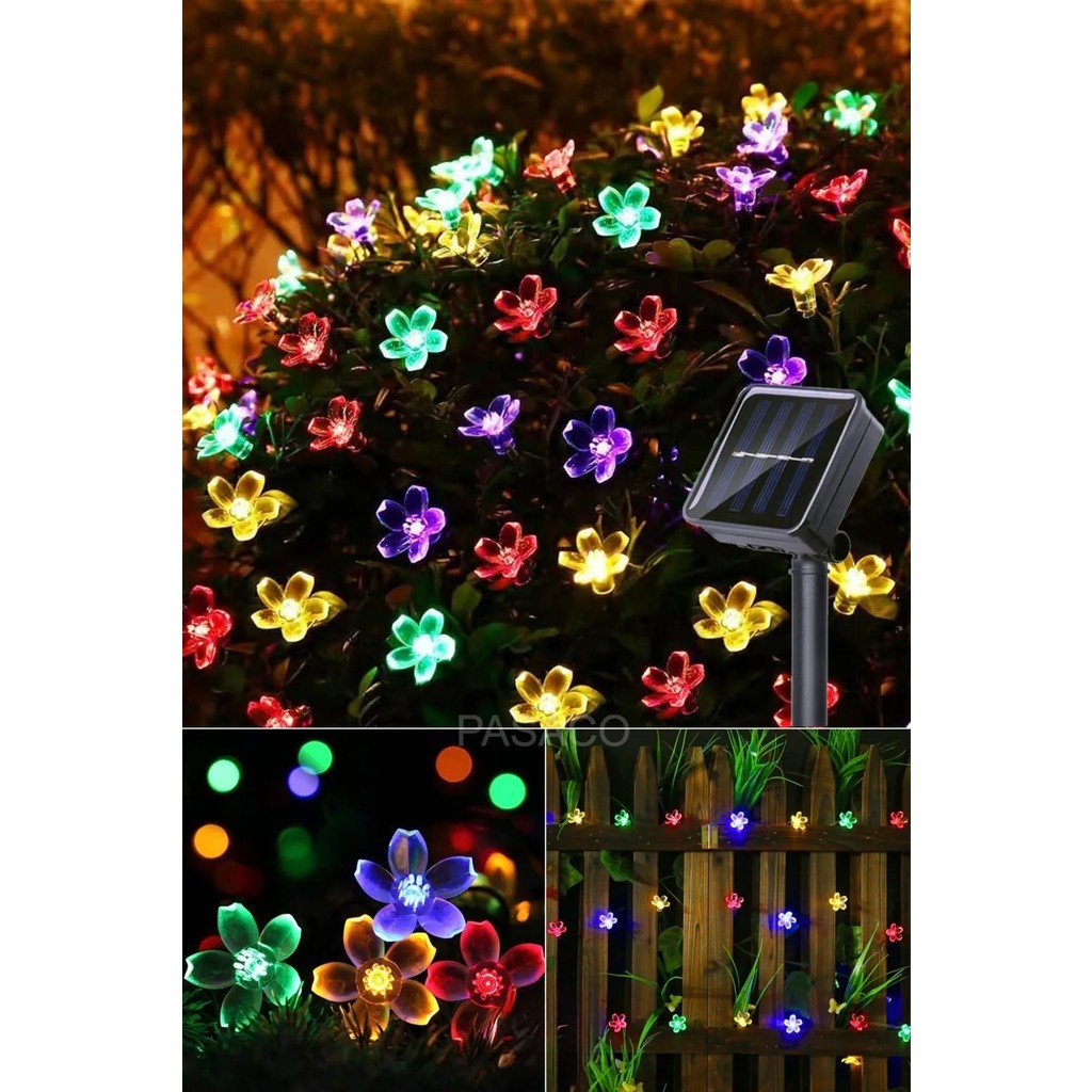 50 Papatya Çiçek Güneş Enerjili Solar LED Işık 7 Metre Dekoratif Rgb Yılbaşı Bahçe Balkon ve Teras Diğer Fiyatı