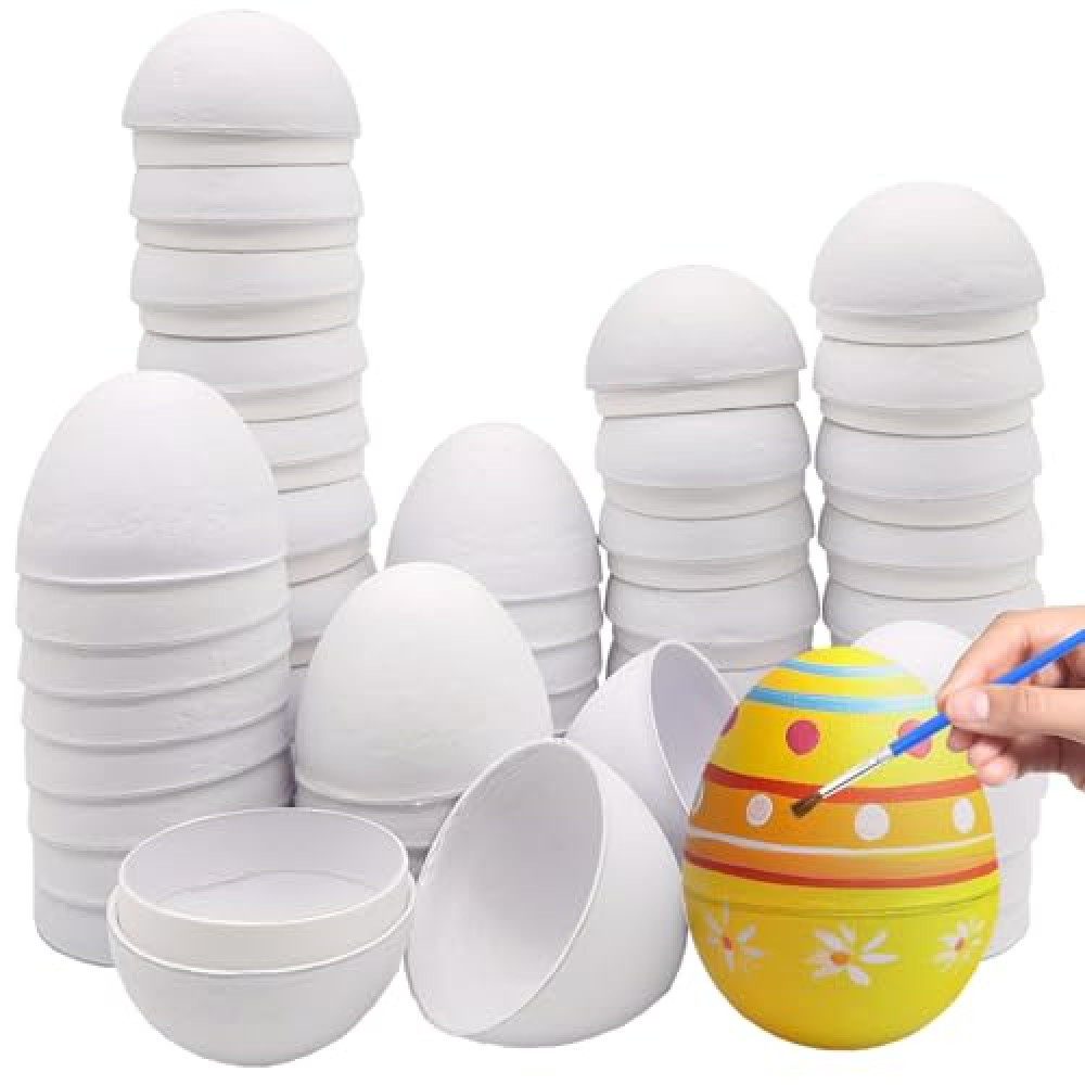 50 Pcs Paper Easter Eggs DIY White Paper Mache Easter Eggs Easter Basket Stuffers Fillers DIY Unfinished Blank Paper Easter Eggs Eggs Easter Craft Supplies for Easter DIY Craft Ornaments