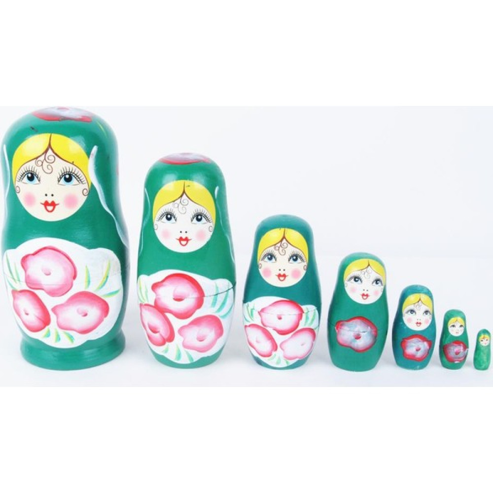 50Bir Ahşap Matruşka Bebek 7'li Set - Kırmızı Biblo Fiyatı