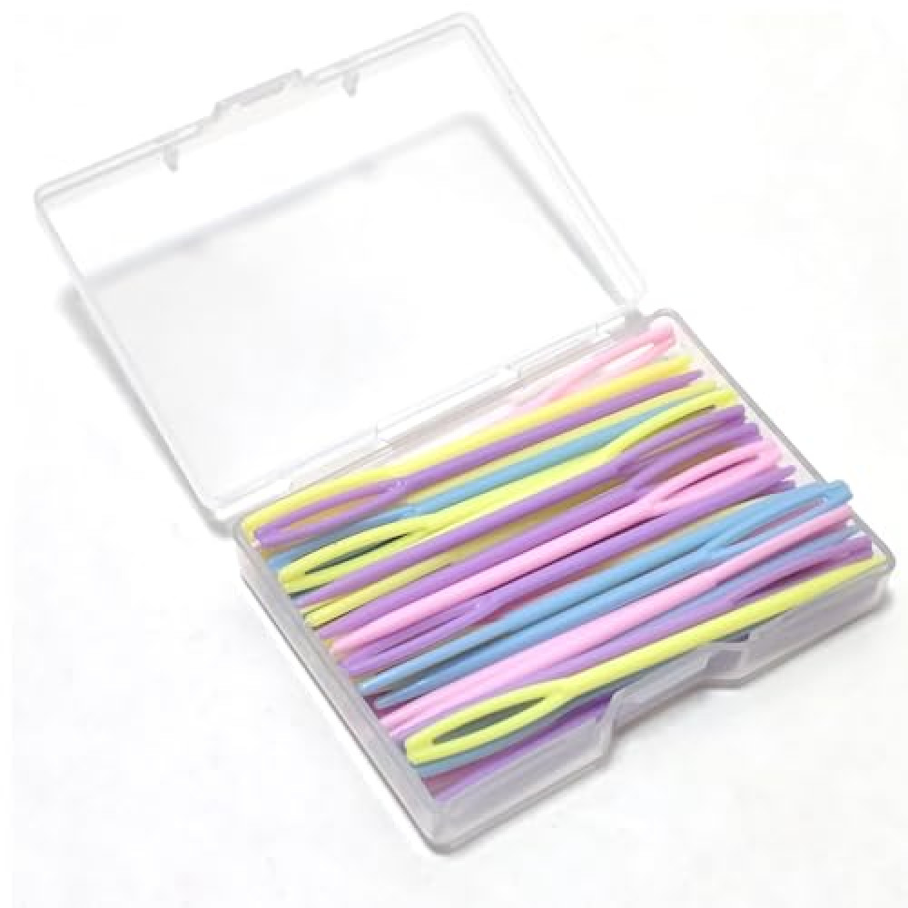 52Pcs 2.7" Large Eye Plastic Sewing Needles, Learning, Yarn, Darning, Tapestry, Safety Lacing Needles for DIY Sewing, Handmade Crafts, 4 Colors
