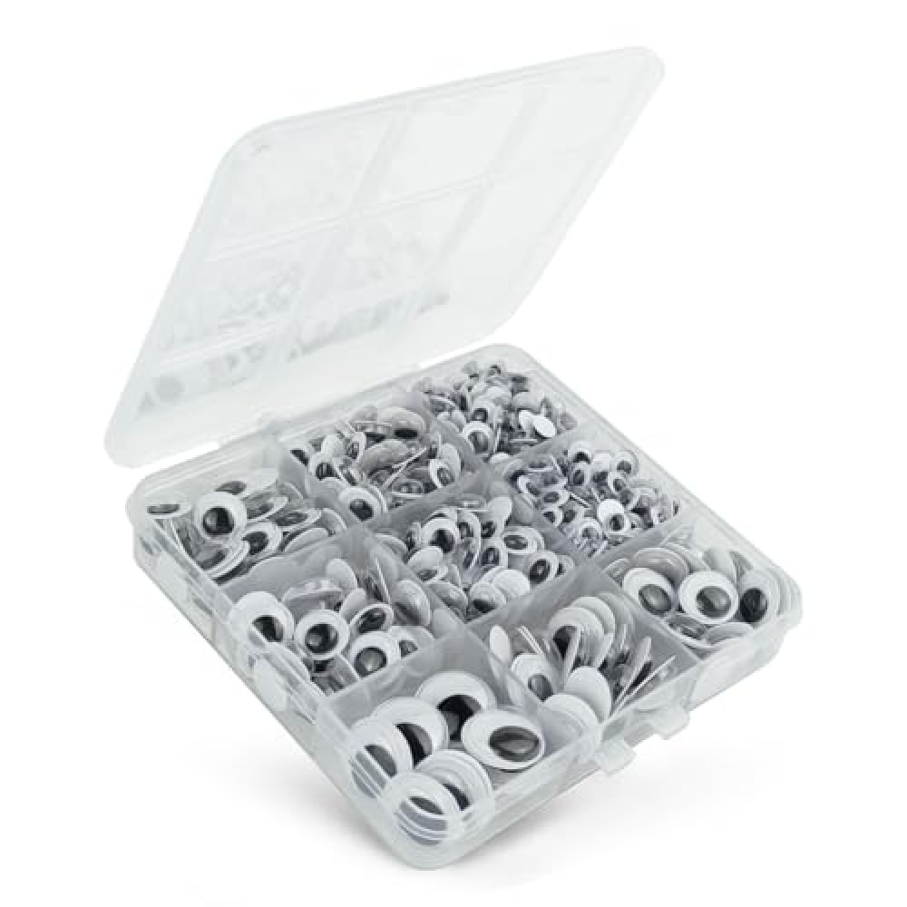 560 Pcs Wiggle Googly Eyes with Self-Adhesive, 6mm 8mm 10 mm 12mm 15mm Mixed Packaging (Black and White)