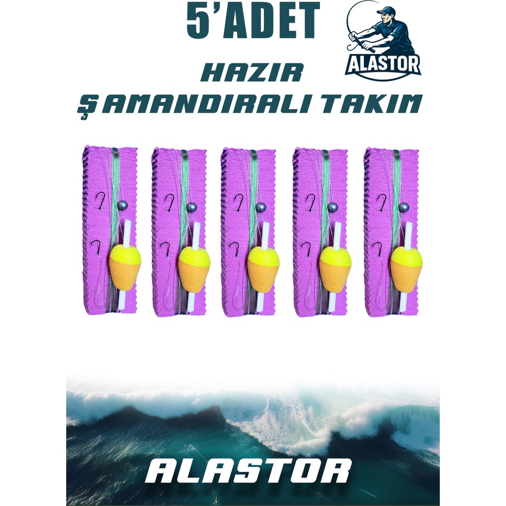 5'li Hazır Set Şamandıralı Olta Ucu Takımı - 3 Iğneli Mantarlı Hazır Takım - Şıpşıp Diğer Fiyatı