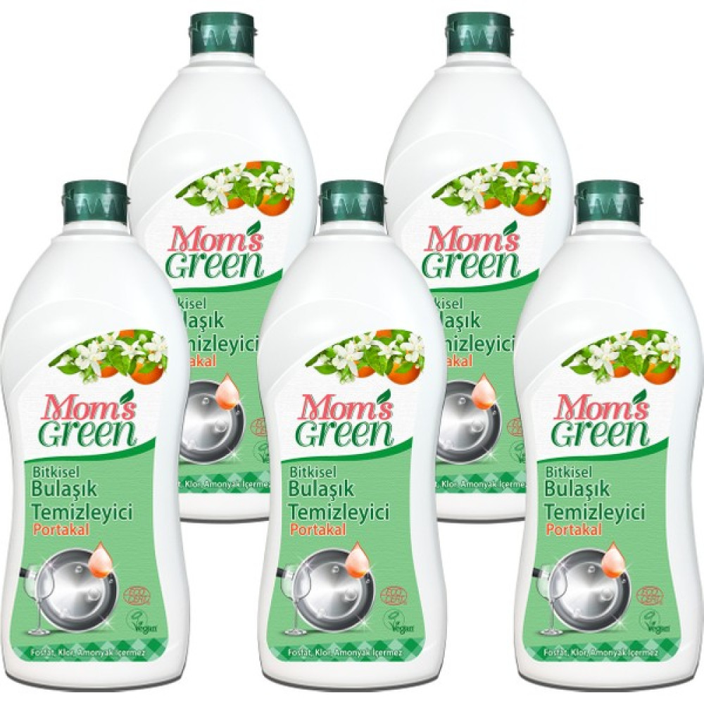 5'li Set Mom's Green Bitkisel Elde Bulaşık Deterjanı Portakallı 5*750 ml - 3,7 lt Bulaşık Yıkama Fiyatı