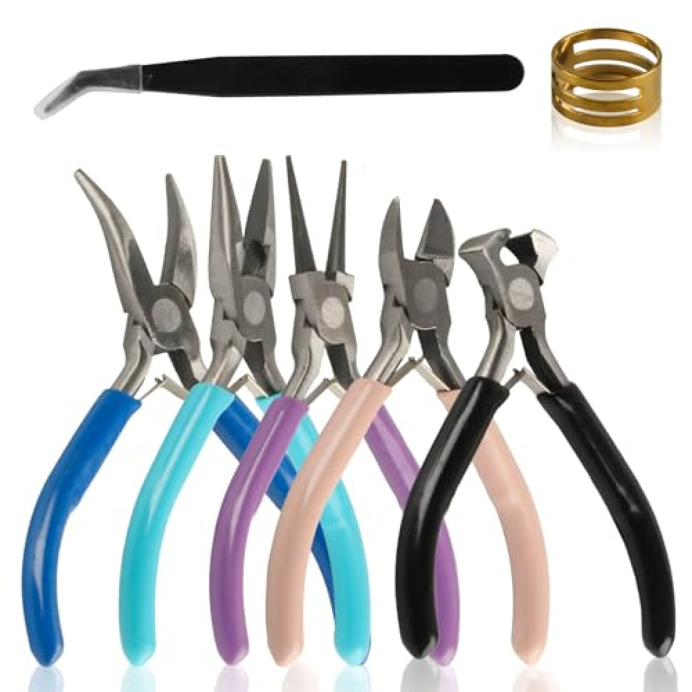 5pcs Jewelry Pliers Set, Jewelry Pliers for Jewelry Making Tools, Chain Nose Pliers/Needle Nose Pliers/Bent Nose Pliers/Wire Pliers/Round Nose Pliers for Jewelry Making Pliers Repair Wire Crafting