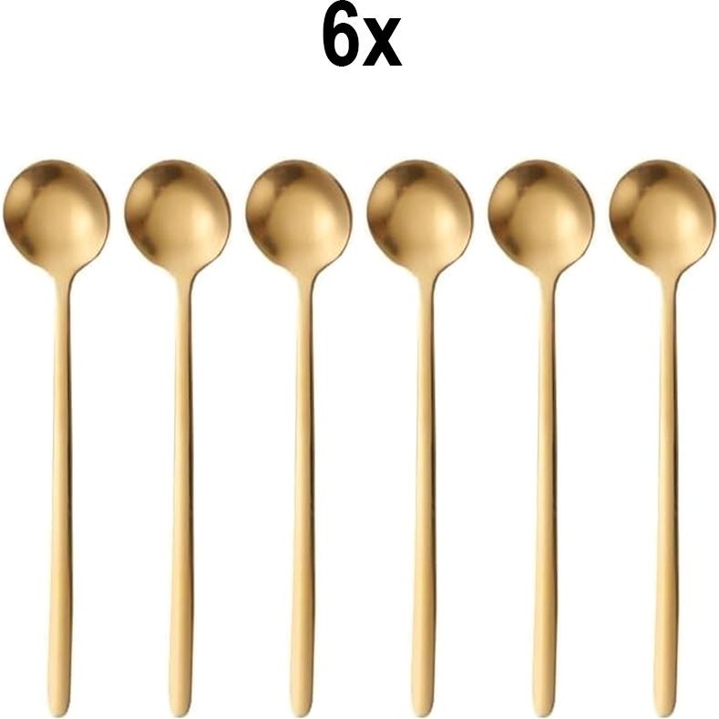 6 Adet Çelik Gold 15 cm Fincan Latte Kahve Karıştırma Kaşığı MT161SR-6 Fincan / Bardak / Kahve Takımı Fiyatı