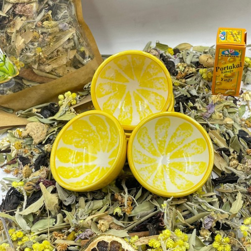 6 Adet Dekoratif Çerezlik Sosluk Kase Seti Limon Meyve Desenli Kase Fiyatı