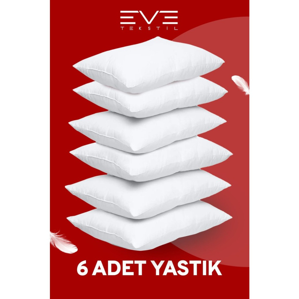 6 Adet Micro Silikon Elyaf Nonwoven Yıkanabilir Antialerjik Ev ve Hotel Yastık 50X70CM 700 gr - 50 x 70 cm - Beyaz Yastık Fiyatı