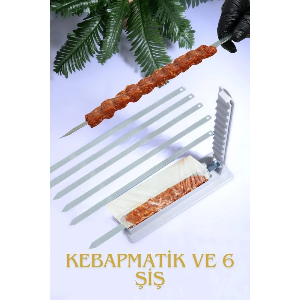 6 Adet Şişli Kebapmatik Adana Urfa Kebap Kalıbı Aparatı Pratik Hızlı Kebap Yapma Seti - Gri Diğer Fiyatı