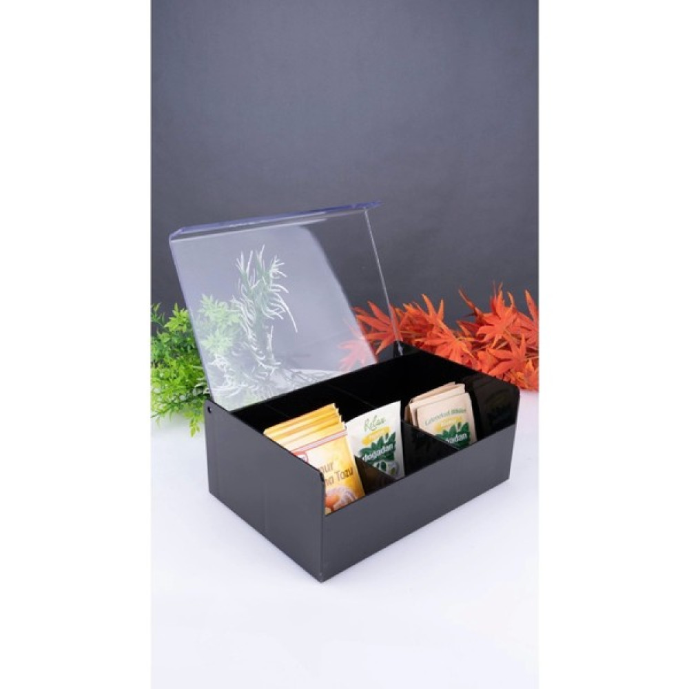 6 Bölmeli Siyah Plastik Çay Kutusu Organizer 21 cm Oto Boyaları Fiyatı
