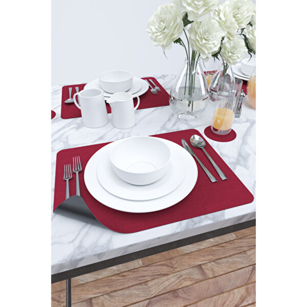 6 Kişilik Kırmızı Supla 12 Parça Deri Servis Altlığı Runner Ve Amerikan Servis 6'lı Supla Takımı - 32 x 43 cm Amerikan Servis Fiyatı
