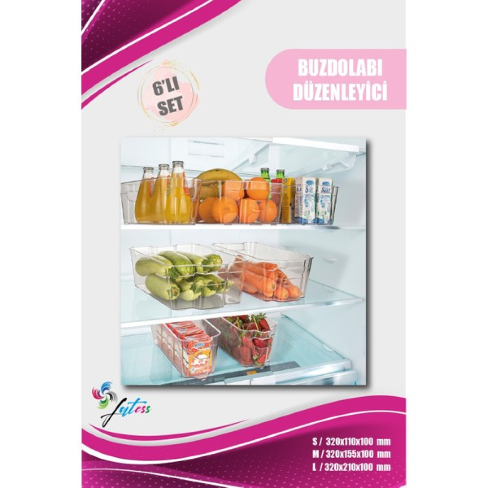 6 Lı Buzdolabı Düzenleyici Sepet Şişe, Meyve ve Gıda Düzenleme Için Şeffaf Sepet Saklama Kapları Fiyatı