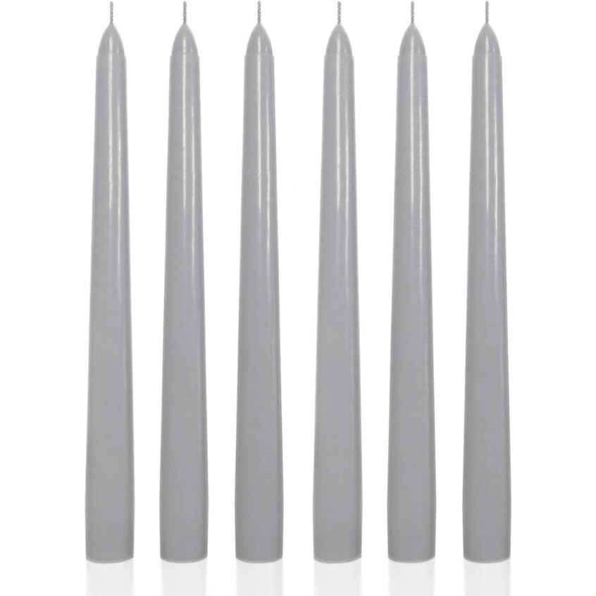 6 Lı Kısa Gri Konik Şamdan Mum Yükseklik 18 cm - 6 Adet Diğer Fiyatı