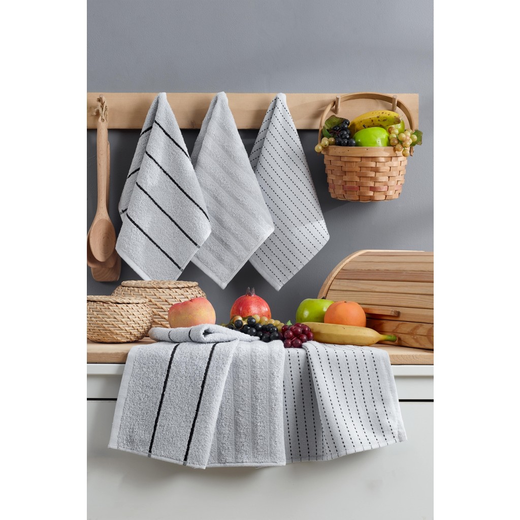 6 Lı Mutfak Havlusu 30 x 50 cm Sophia Serisi Mutfak Havlusu Kurulama Havlusu - 6'lı - Gri El / Yüz Havlusu Fiyatı