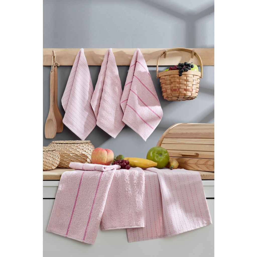 6 Lı Mutfak Havlusu 30 x 50 cm Sophia Serisi Mutfak Havlusu Kurulama Havlusu - 6'lı - Pudra El / Yüz Havlusu Fiyatı