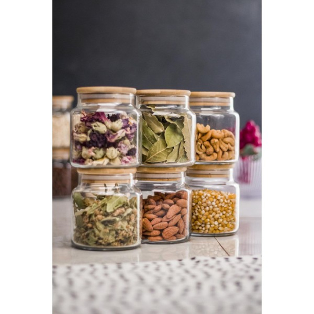 6 Lı Set Bambu Kapaklı Cam Kavanoz Baharat Takımı Baharatlık 500 ML ( Vakum Kapak ) Baharat Setleri & Baharatlıklar Fiyatı