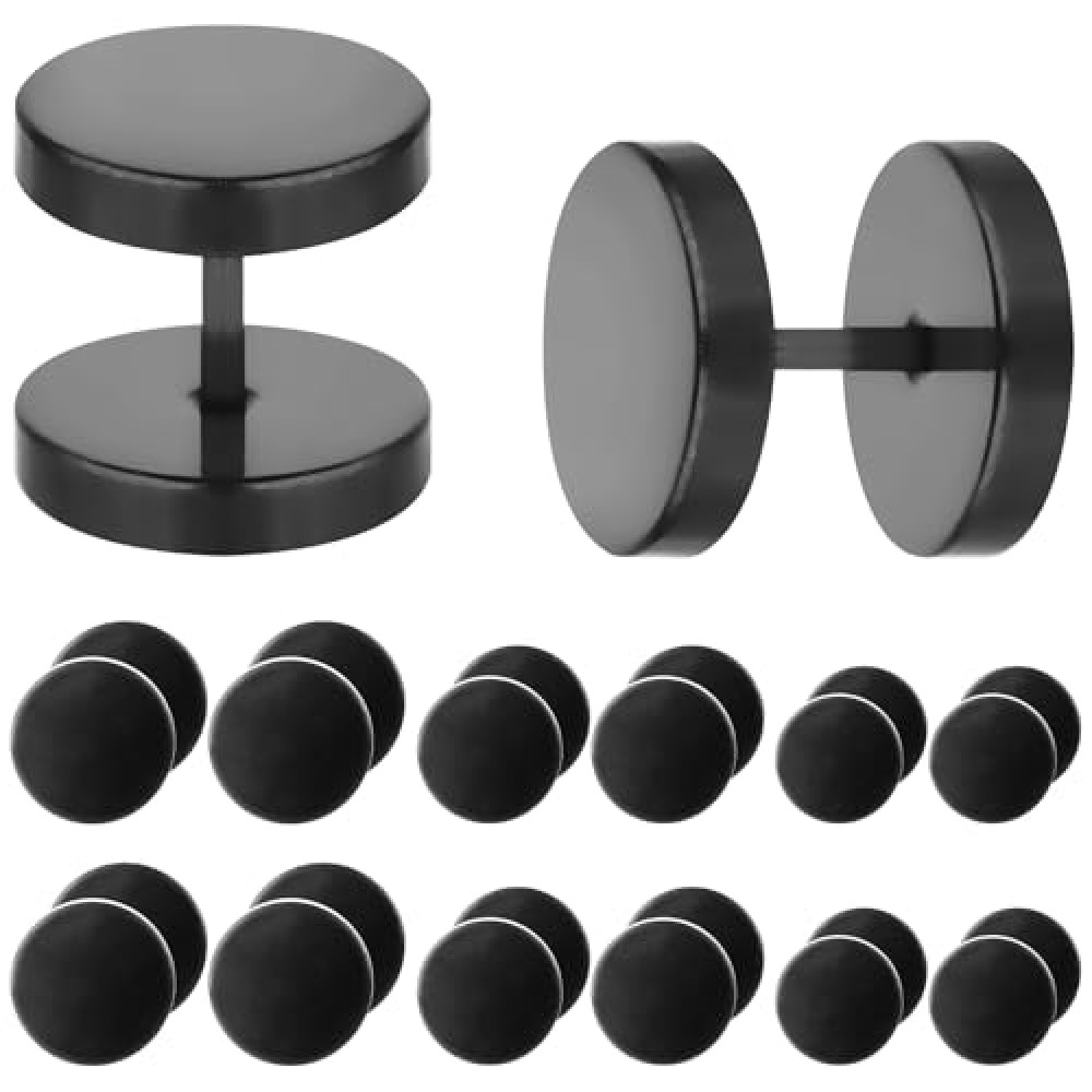 6 Pairs Black Earrings Anti-sensitive Stainless Steel Black Stud Earrings for Men, 5-10 mm Mens Earring Stylish and Comfortable