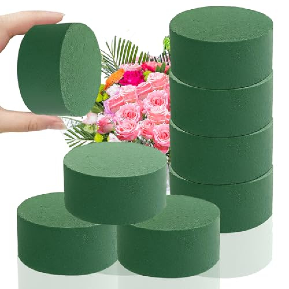 6 Pcs Round Floral Foam Blocks,3 in Green Wet Dry Florist Foam Circles,Artificial Fresh Flower Plant Arrangements Foam for Wedding Party Home DIY Decor Crafts
