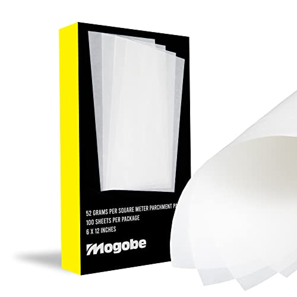 6 x 12 Inches Parchment Paper, 2-Side Coating, Heat Press&Scrapers Friendly, 100 Sheets, by Mogobe