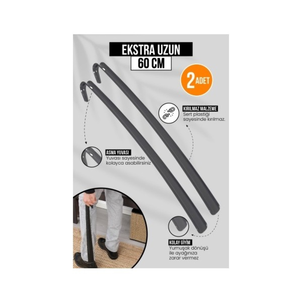 60 Cm 2 Adet Ayakkabı Çekeceği | Sert Plastik Asılabilir Çekecek Yumuşak Kerata Uzun Ayakkabı (Outdoor) Fiyatı