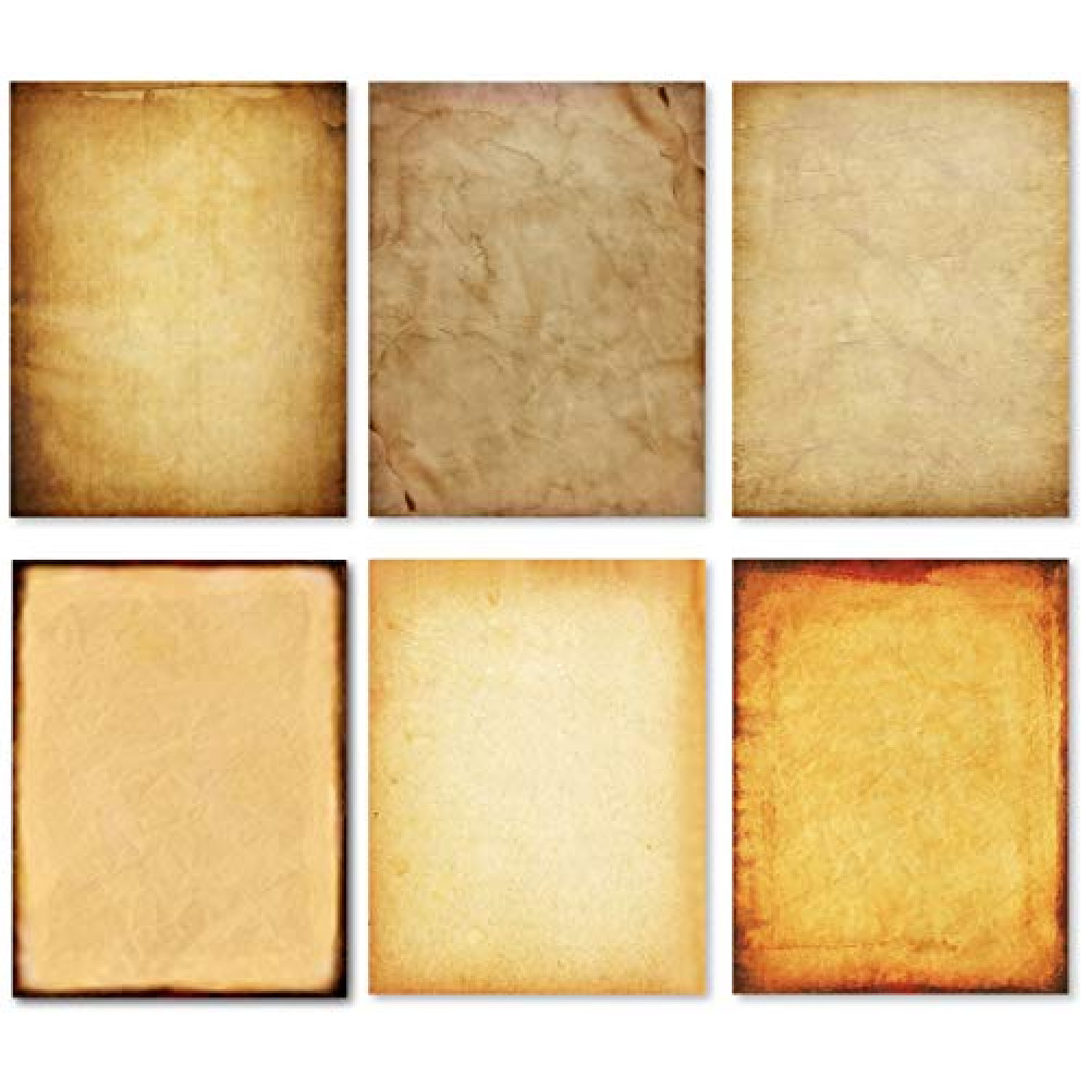 60 Pack Antique Stationery Paper - Old Fashion Aged Classic Vintage Assorted Design – Double-side Parchment Paper - Perfect for Certificate, Crafting, Invitations & other Art Projects - 8.5x11 Inches
