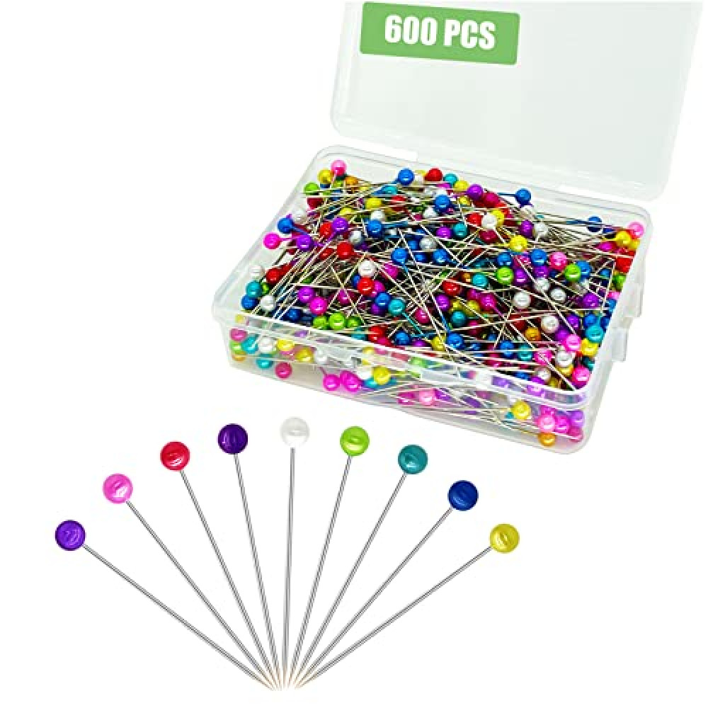 600PCS Sewing Pins Straight Pin for Fabric, Pearlized Ball Head Quilting Pins Long 1.5inch, Multicolor Corsage Stick Pins for Dressmaker, Jewelry DIY Decoration, Craft and Sewing Project Sewing Machine Accessories Fiyatı