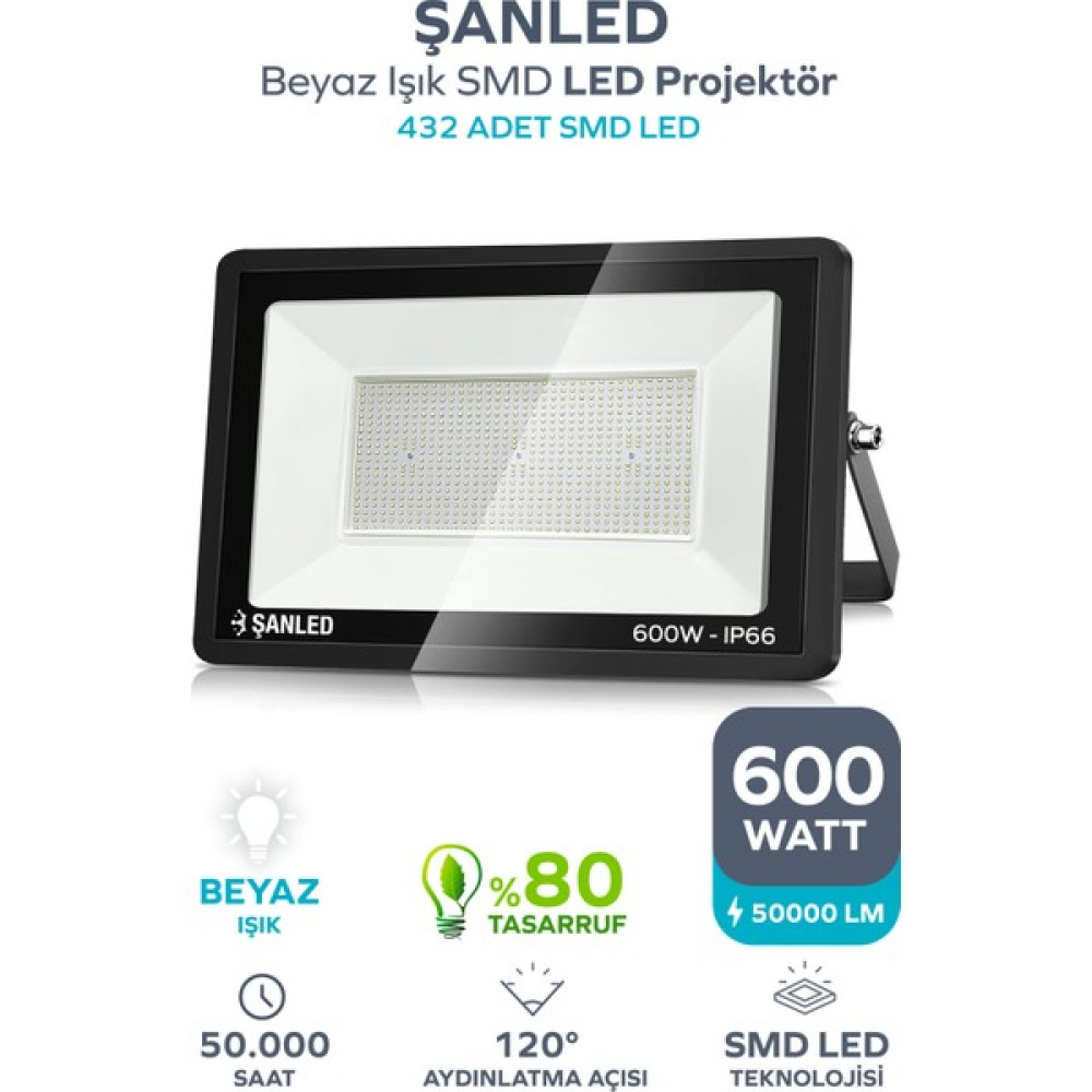 600W 50.000 Lümen 6500K Beyaz Işık Smd LED Projektör-1 Adet Elektrik ve Aydınlatma Fiyatı