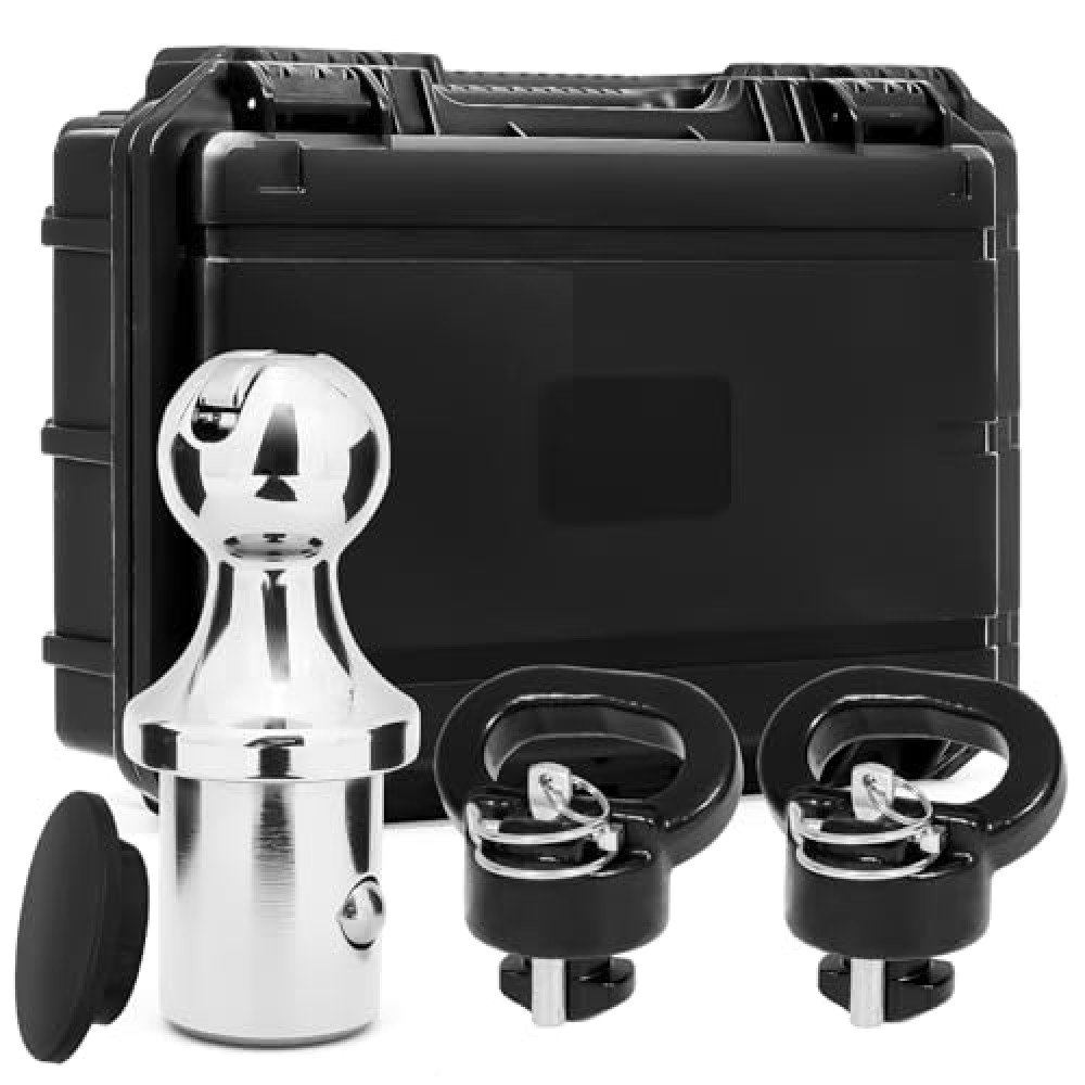 60618 Puck System Gooseneck Ball Kit, 2-5/16 Inch Gooseneck Ball with Box for Truck Bed Compatible with 2013-2024 Dodge RAM 2500 3500, 2 Gooseneck Safety Chain Anchors 30000 lbs GTW/ 7500 lbs VTW