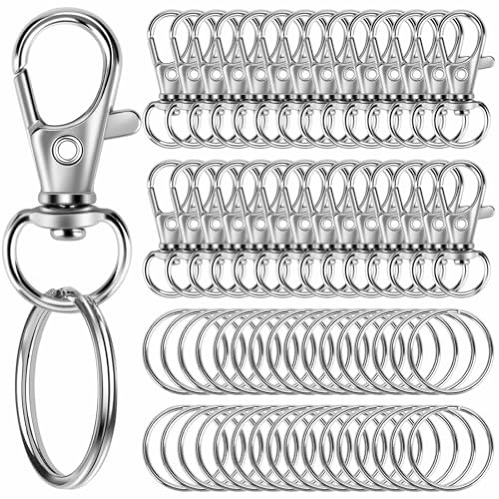 60PCS Keychain Making Kit, Including 30PCS Keychain Clips Hooks and 30PCS Key Chain Rings, Keychain Accessories, Lobster Claw Clasps with Keychain Rings for Crafts