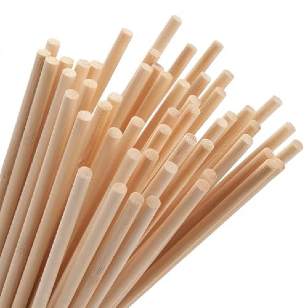 60Pcs Wooden Dowel Rods 1/4 x 12 Inch Bamboo Sticks Natural Wood Dowels Unfinished Hardwood Sticks for Craft and DIY Projects
