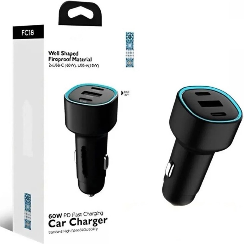 60W Pd Süper Hızlı Şarj Araç Içi Çakmaklık Şarj Aleti 2x Type-C 60W Pd 1x Usb3.0 18W - Siyah Bilgisayar Çevirici ve Adaptörü Fiyatı
