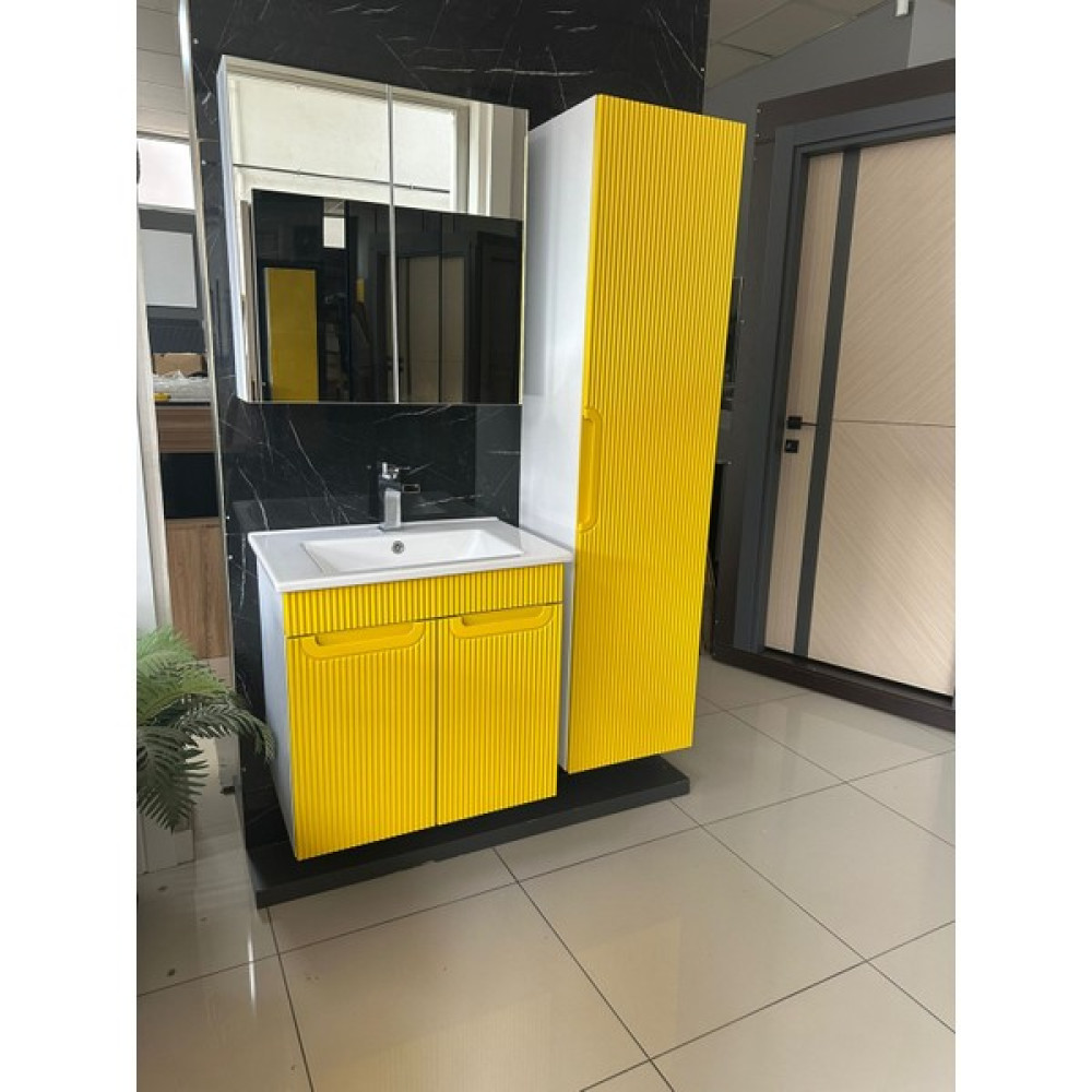 65 cm Lake Banyo Dolabı Aynalı ve Boy Dolaplı Cnc Işlemeli Sarı Oto Boyaları Fiyatı