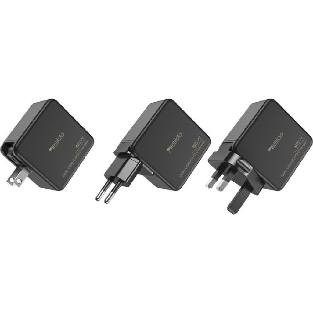 65W Şarj Adaptörü 2 Adet 65W Type-C ve 1 Adet 30W Usb Girişli PD GAN Şarj Adaptörü Tüm Cihazlar İle Uyumlu (Lisanslı) YC42 - Siyah Cep Telefonu Şarj Cihazı Fiyatı