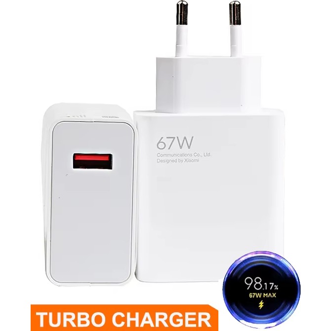 67W Turbo Saniye Göstergeli Hızlı Şarj Aleti - Sadece başlık - Beyaz Cep Telefonu Şarj Cihazı Fiyatı