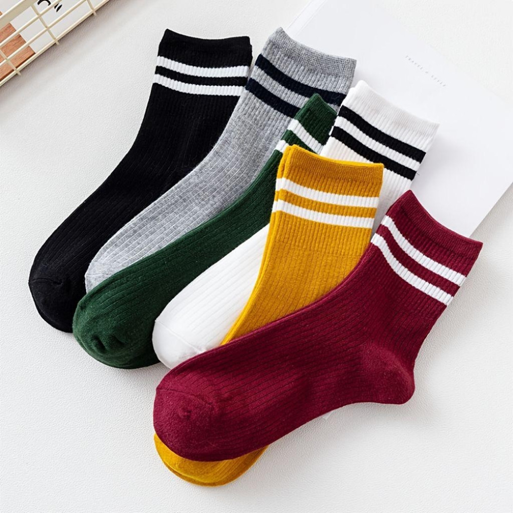 6'lı Ekonomik Paket Renkli Çemberli Desenli Unisex Tenis Çorap Seti Soket Çorap Fiyatı