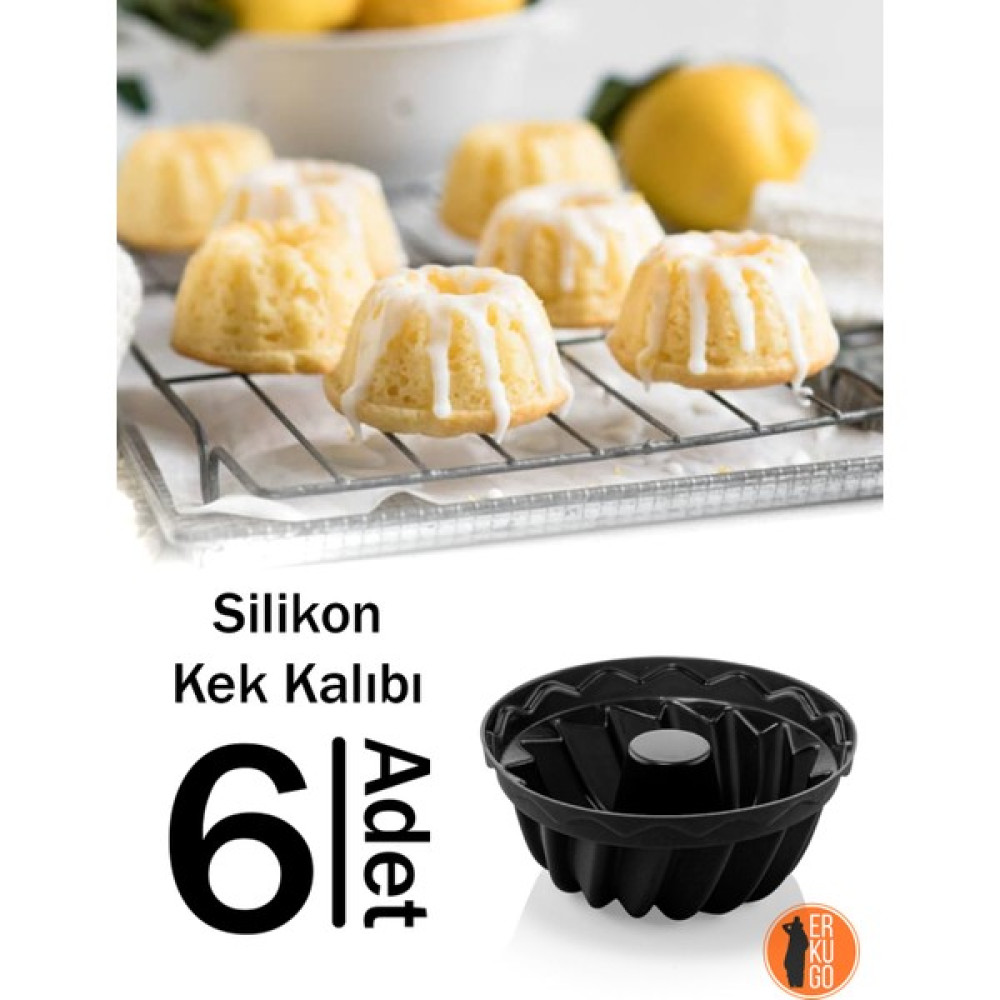 6'lı Göbekli Silikon Muffin Kalıbı, Silikon Kek Kalıbı - Siyah Kek Kalıpları Fiyatı