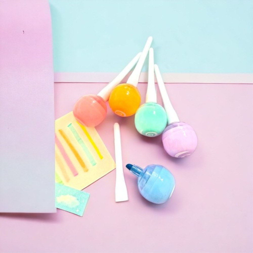 6'lı Lolipop Tasarımlı Fosforlu Kalem Seti - Karışık-Çok Renkli Fosforlu Kalem Fiyatı