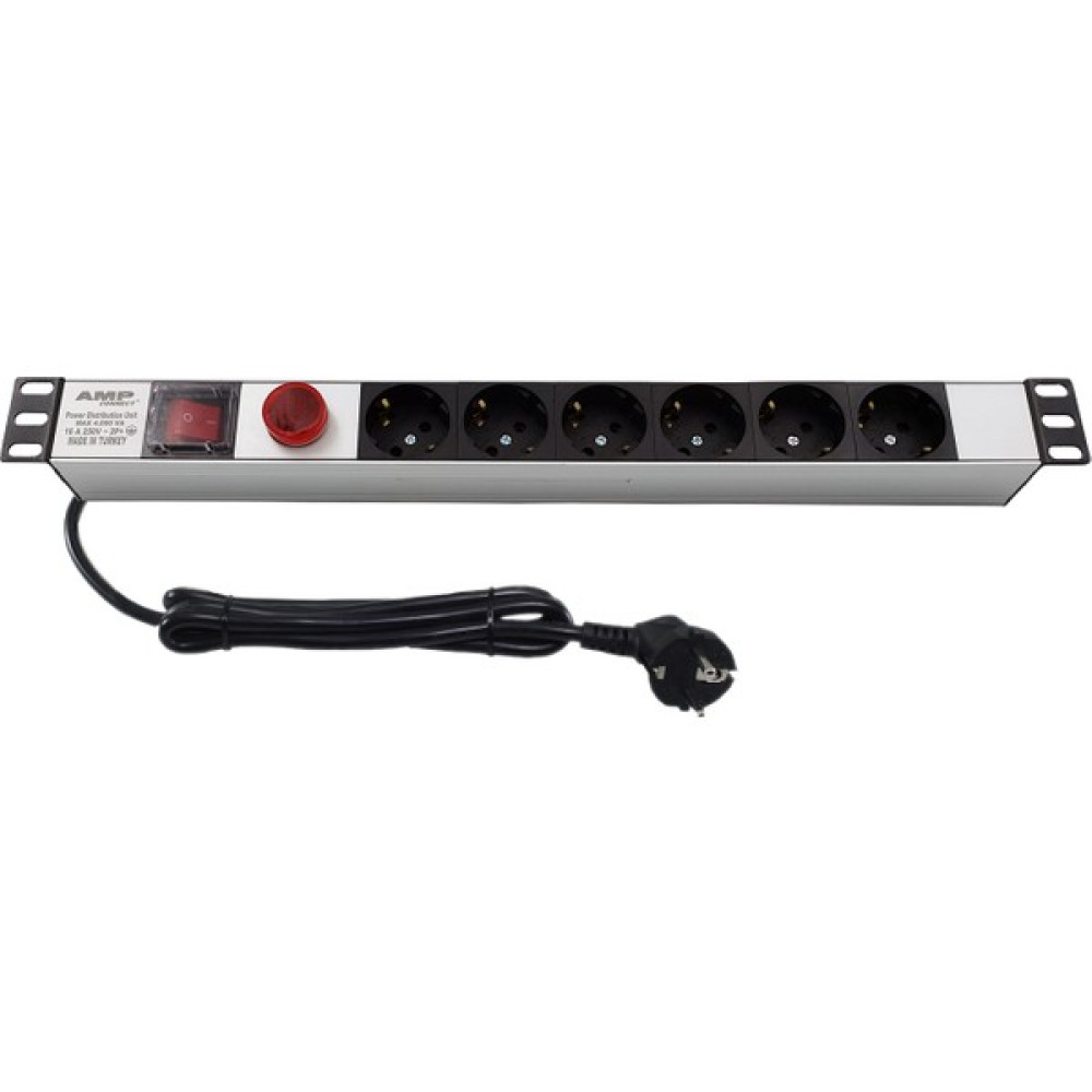 6'lı Schuko Anahtarlı Volt/Amper Göstergeli Rack Kabin Prizi PDU Oto Boyaları Fiyatı