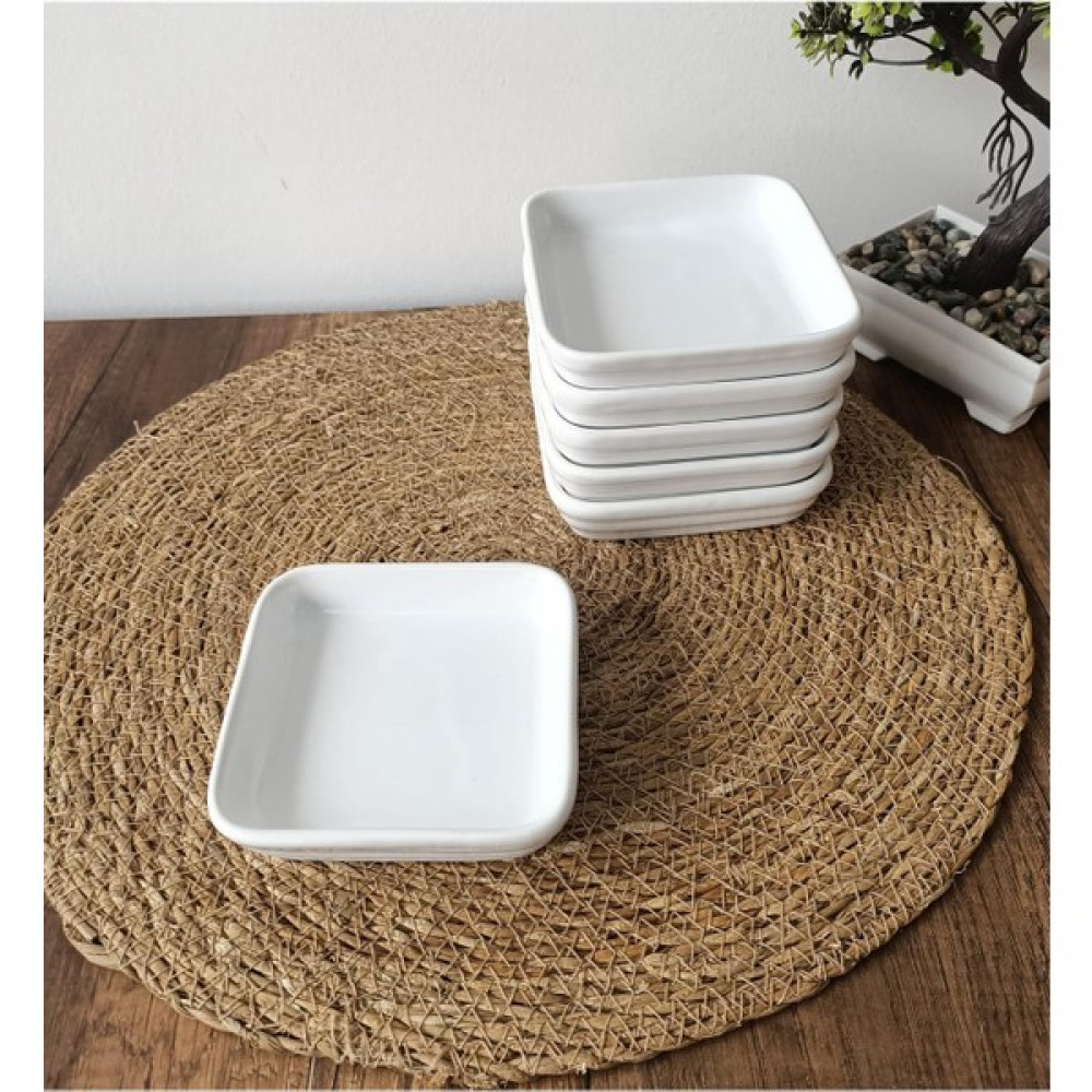 6'lı Seramik Beyaz Kare 10X10X1.5 cm Sosluk & Sunumluk Mutfak Gereçleri Fiyatı