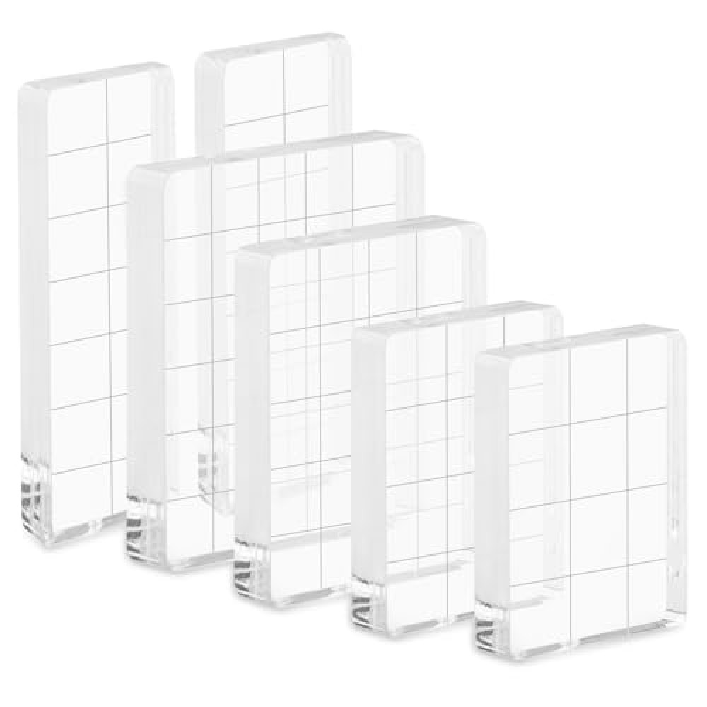 6PCS Acrylic Stamping Block, Clear Acrylic Block for Stamping, Stamp Block Decorative Stamp Block for DIY Craft, Stamping Block Scrapbooking Craft Making, Clear Stamping Blocks Tool