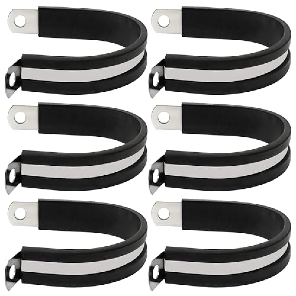 6Pcs P Clamps Rubber Insulated Clips For UTV Windshield Wire, 1.73" (44mm) Quick Connect Holder Bracket For Roll Cage Conduit Pipe Bar Strap Hose Tools Mounting Hardware Cable Wiring Tube Cord Tubing