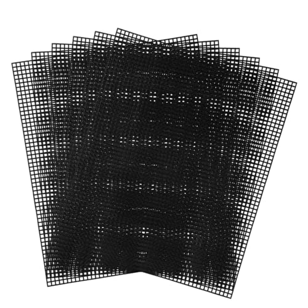 6pcs Plastic Mesh Canvas Sheets, 11.02x9.06in 5CT Plastic Mesh Canvas Plastic Mesh Canvas Sheets for Embroidery Plastic Mesh Screen for DIY Crochet Crafts(Black)