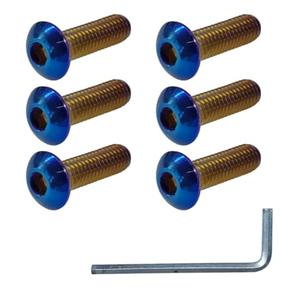 6PCS Steering Wheel Screw Kit, Burnt Titanium Finish Round Head Taper Steering Wheel Bolts, M5×0.8/20mm Stainless Steering Wheel Accessories for Most Cars (Round Head)