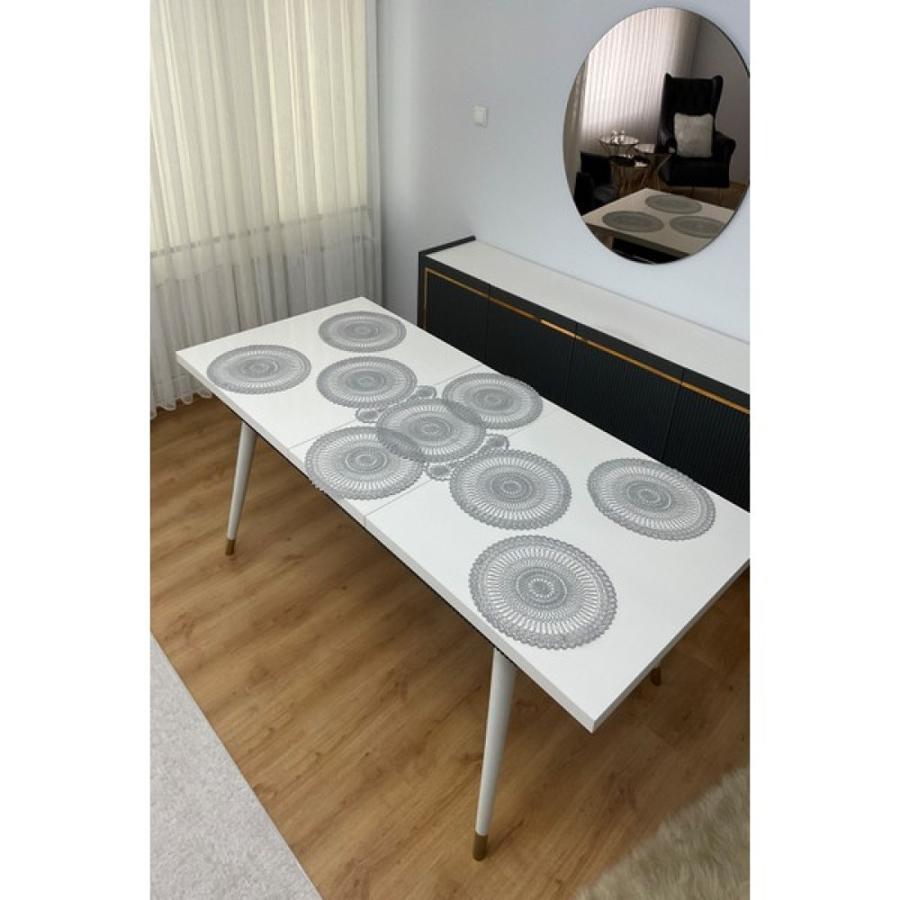 7 Parça Amerikan Servis Supla Takımı - 7 Parça Amerikan Servis Supla Seti - Gri - 37 x 37 cm Amerikan Servis Fiyatı