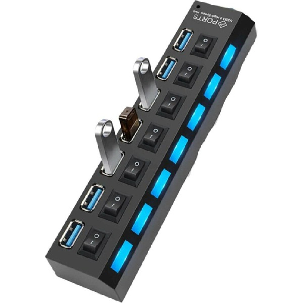 7 Port USB Çoklayıcı Süper Hızlı 2.0 7 Adet Bağlantı Noktalı USB Çoğaltıcı Veri Şarj Kablosu USB Coklayıcı 3.0 - Siyah Tablet Pc Aksesuarları Fiyatı
