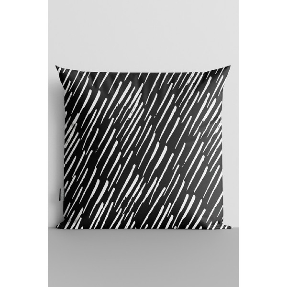 7 Renk Dekor Beyaz Çizgiler Çift Tarafı Dijital Baskılı Yastık Kırlent KILIFI-496 - 43 x 43 cm - Siyah Kırlent / Mobilya Yastığı Fiyatı