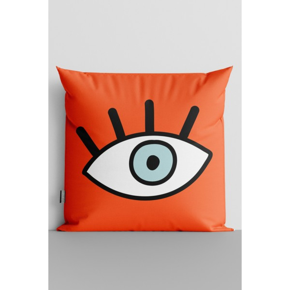 7 Renk Dekor Popart Göz Çift Tarafı Dijital Baskılı Yastık Kırlent KILIFI-147 - 43 x 43 cm - Turuncu Kırlent / Mobilya Yastığı Fiyatı