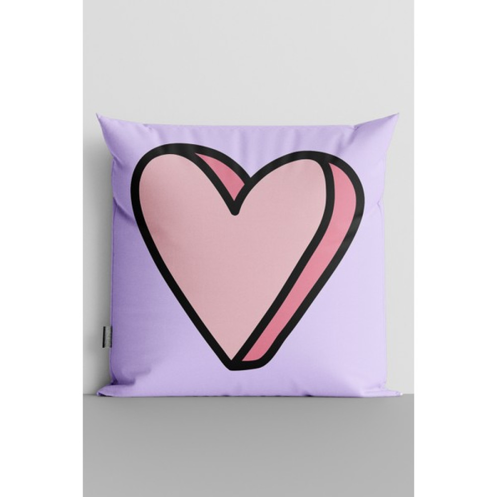 7 Renk Dekor Popart Kalp Çift Tarafı Dijital Baskılı Yastık Kırlent KILIFI-149 - 43 x 43 cm - Mor Kırlent / Mobilya Yastığı Fiyatı