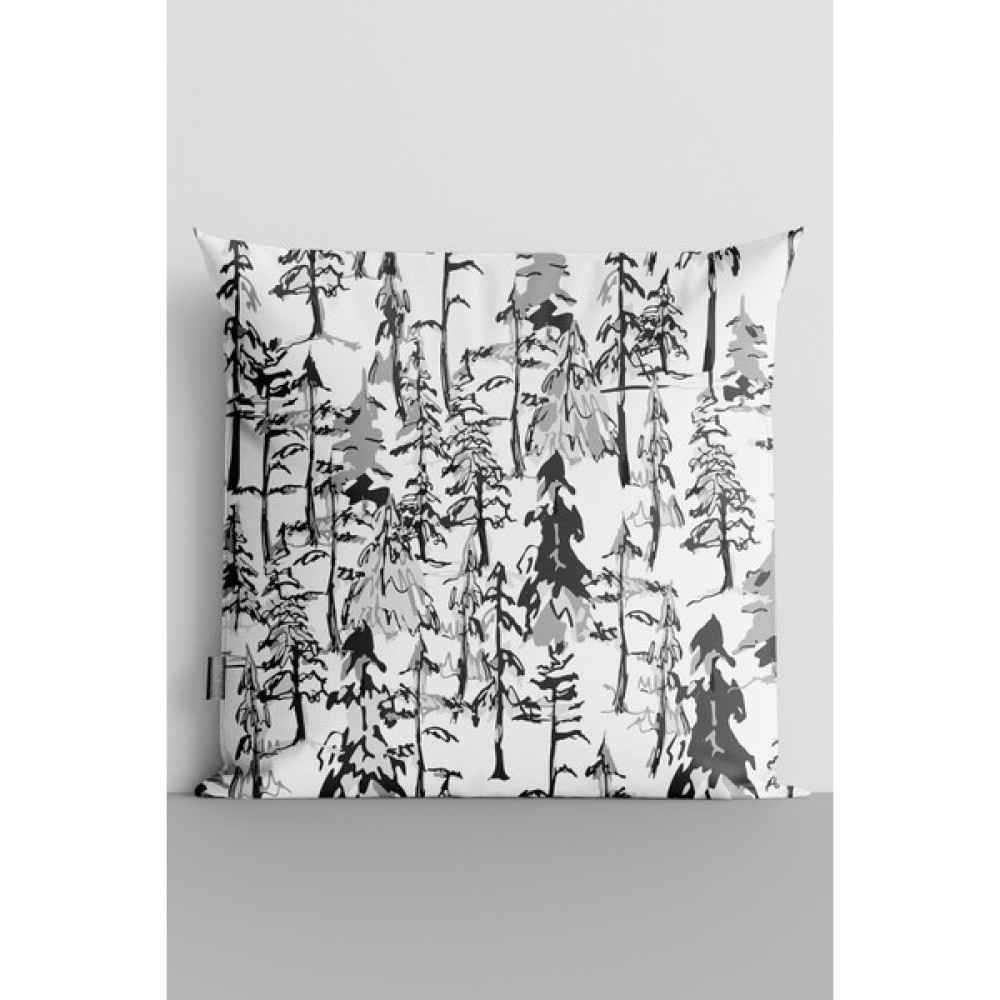 7 Renk Dekor Siyah Beyaz Ağaçlar Çift Tarafı Dijital Baskılı Yastık Kırlent KILIFI-414 - 43 x 43 cm Kırlent / Mobilya Yastığı Fiyatı